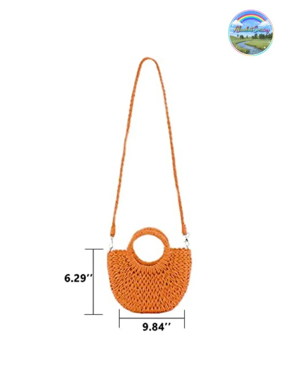 Handwoven Rattan Straw Semi-Circle Tote Beach Bag Summer Retro Shoulder